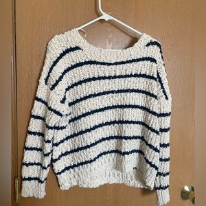 Blue and White Striped Wool Sweater
